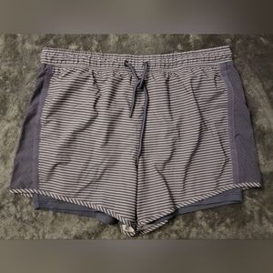 Tangerine Gray Striped Athletic Drawstring Shorts